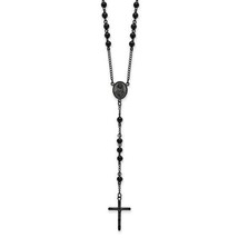 Chisel Stainless Steel Polished Black IP-plated Beaded 30 inch Rosary Ne... - $160.97 CAD