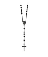 Chisel Stainless Steel Polished Black IP-plated Beaded 30 inch Rosary Ne... - $161.32 CAD