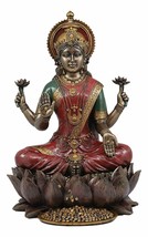 Beautiful Large Hindu Goddess Lakshmi Sitting On Lotus Flower Statue 12.... - £60.74 GBP