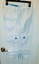Member&#39;s Property Men&#39;s Cargo Shorts White W Blue Size 34 New W Tags - £22.39 GBP