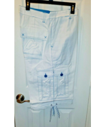 Member&#39;s Property Men&#39;s Cargo Shorts White W Blue Size 34 New W Tags - £22.06 GBP