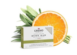 Cremo Exfoliating Body Bar With Shea Butter - Sage &amp; Citrus, 6 ounce, 4 Bars - £21.60 GBP