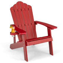 Patio Hips Adirondack Chair W/Cup Holder Weather Resistant Outdoor 380 Lbs Red - £144.64 GBP