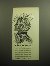 1958 Lord &amp; Taylor Vera Scarf Advertisement - Hood of Roses - £14.25 GBP