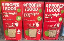 Proper Good Overnight Oats Apple Cinnamon 2.3 oz packs. Bundle of 3 with DMC sp - £27.43 GBP