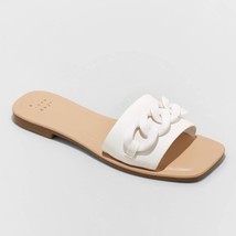A New Day Women&#39;s Viv Chain Slide Sandals Size 6 White New - $16.44