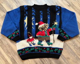 Vtg Heirloom Cherished Possessions Christmas Sweater Size Medium Wool Bear - £37.98 GBP