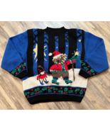 Vtg Heirloom Cherished Possessions Christmas Sweater Size Medium Wool Bear - £37.97 GBP