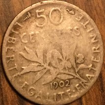 1902 France Silver 50 Centimes Semeuse Coin - £3.07 GBP