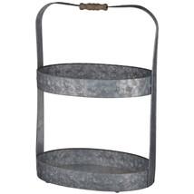 Scratch &amp; Dent A &amp; B Home 14x9.5x21 Inch 2-Tier Galvanized Metal Serving... - $59.39