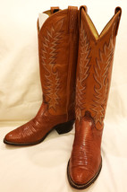 Women&#39;s Western Boots DAN POST Sz-6.5 Orange/Brown Embroidered Leather - £119.51 GBP