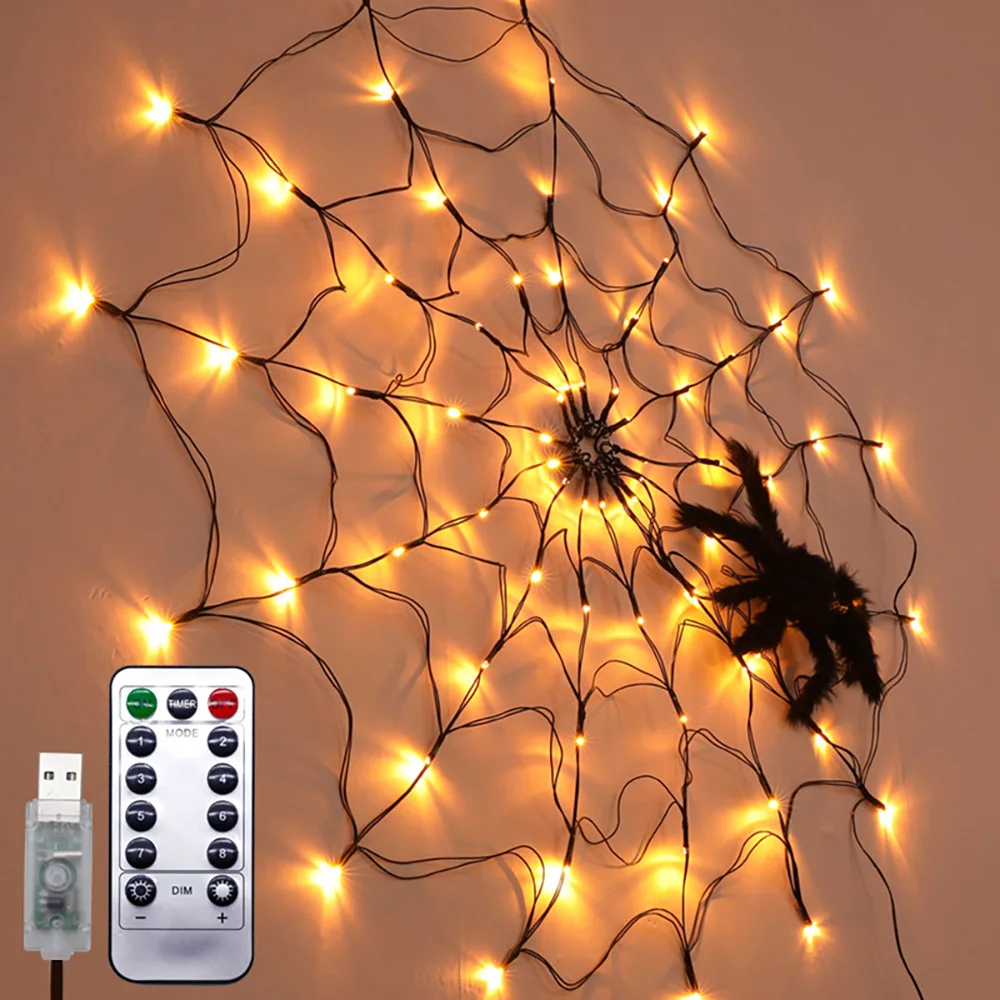  Decoration Led Spider Web Lights Indoor And Outdoor Atmosphere Layout Ghost Fes - £96.46 GBP
