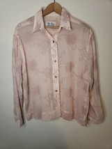 1970s 80s Liza Lynn LTD Vintage Button Up Pink Floral MEDIUM MADE IN TEX... - $18.32