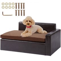 Pet Sofa, Dog Couch for Medium-Sized Dogs and Cats, Soft Leather Dog Sofa Be... - $91.01