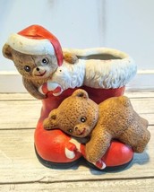 House of Lloyd Teddy Bear Santa Boots Figure Vtg 1988 Christmas Planter Candy - £4.98 GBP