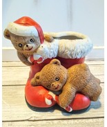 House of Lloyd Teddy Bear Santa Boots Figure Vtg 1988 Christmas Planter ... - £4.92 GBP