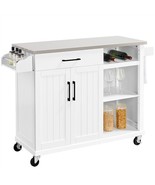 Kitchen Island Cart On Wheels With Stainless Top And Drawers &amp; Towel Rac... - £253.47 GBP