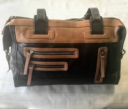Vintage Tommy Hilfiger Leather Purse Brown &amp; Tan Tote Bag Large Shoulder... - $29.87