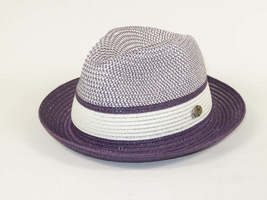 Men's Bently Semi Crushable Fedora Briad Straw Hat Dante DA225 Purple White image 4