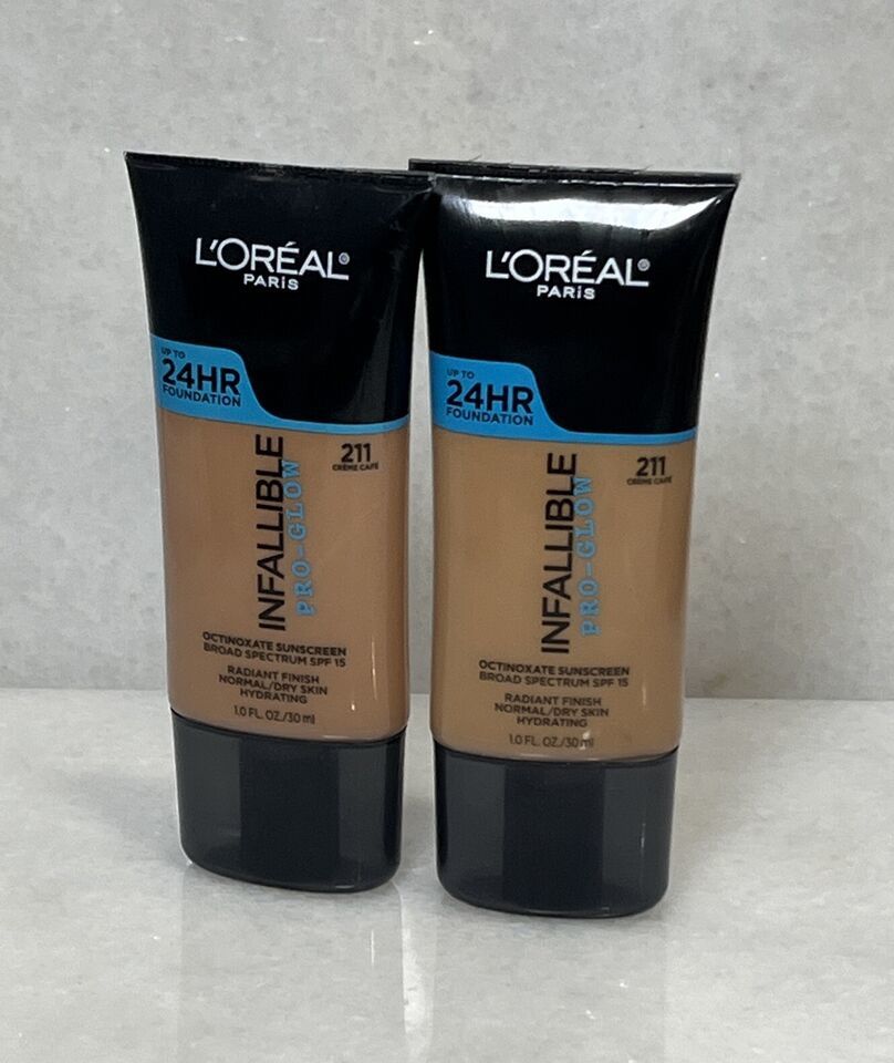 2 L’Oréal Infallible Pro-Glow SPF 15 Foundation 211 Creme Cafe 1oz - $7.92