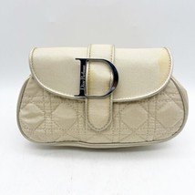 Dior Parfums Small Cosmetic Gold Quilted Bag Clutch With Buckle 8x5” - £23.91 GBP