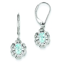 Sterling Silver Light Blue Topaz Diamond Earrings Jewerly - £50.19 GBP