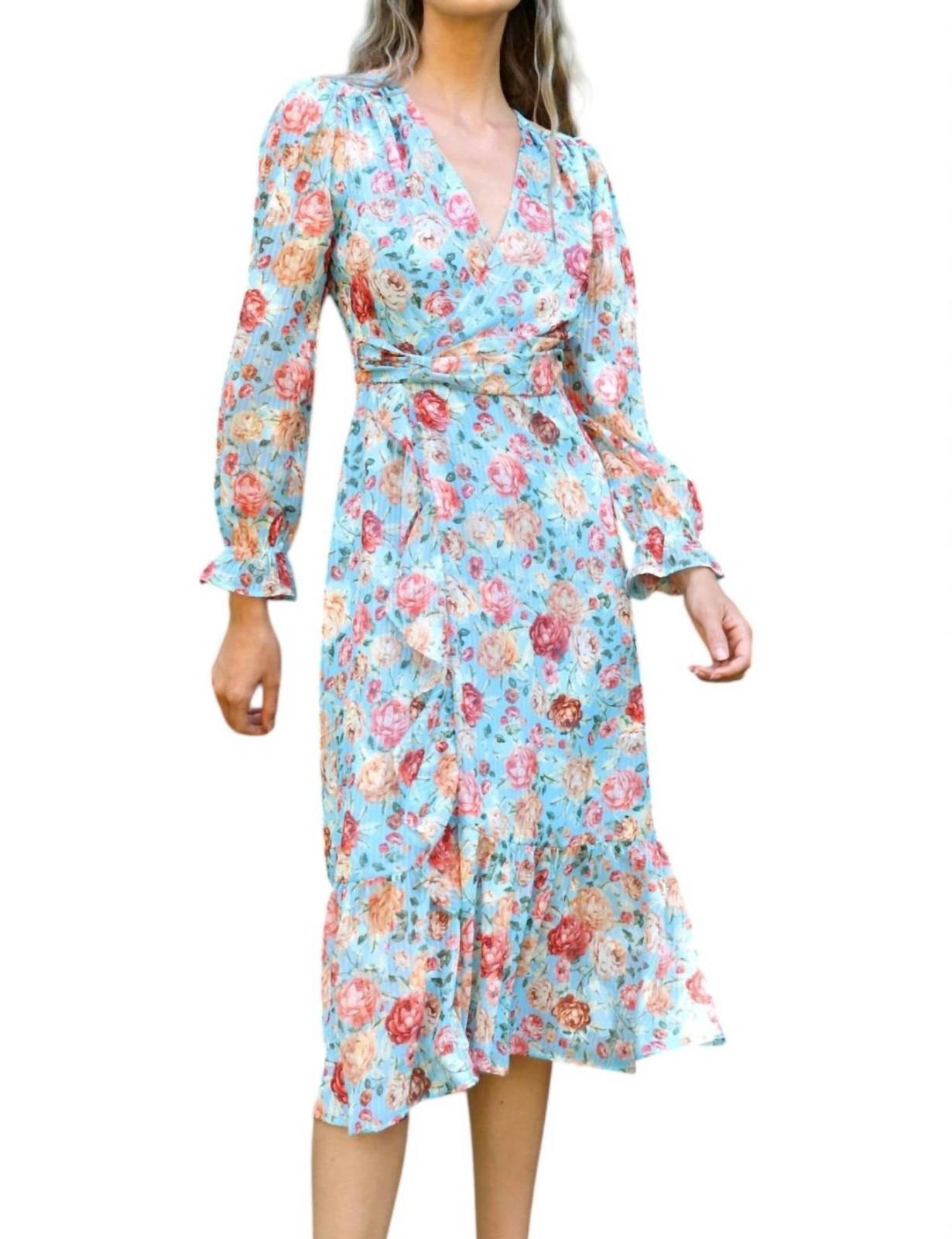 Adelyn Rae Penelope Faux Wrap Dress Baby Blue - $66.00