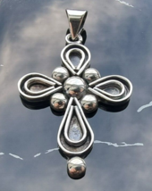 Vtg Rare 925 Sterling Silver Large Mexico Modernist Bernice Goodspeed Cross - £124.47 GBP