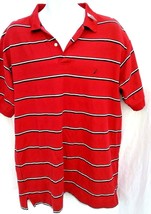 Vtg Nautica Striped Polo Color Block 90&#39;s Shirt Men&#39;s Large Red Navy Blue   - £11.64 GBP