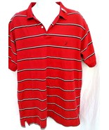 Vtg Nautica Striped Polo Color Block 90&#39;s Shirt Men&#39;s Large Red Navy Blue   - £11.82 GBP