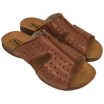 Propet Fionna Leather Cork Laser Cut Slides Sandal Womens Brown 7 - $39.59