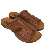 Propet Fionna Leather Cork Laser Cut Slides Sandal Womens Brown 7 - $54.14 CAD