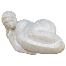 Abstract Carved Limestone Sculpture Reclining Woman - $420.74