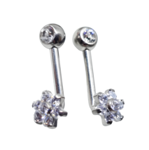 Titanium Christina Bar 6 Clear CZ Flower 14g 1.6mm Barbell VCH Clitoris Piercing - £11.91 GBP