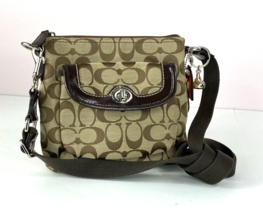 Coach  Legacy Signature Crossbody Bag Brown Jacquard Patent Leather Turn-lock G1 - £42.03 GBP