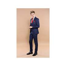 Men 3pc European Vested Suit WESSI by J.VALINTIN Extra Slim Fit JV12 Navy blue image 4