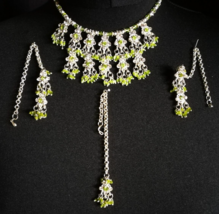 Indian Necklace Earring Set Green Jewellery Bridal Wedding Bollywood Wom... - £8.12 GBP