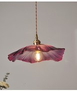 Glass Flower Pendant Light Glass Lotus Ceiling Light - £85.19 GBP