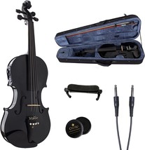 Cecilio 4/4 CVNAE-Black+SR Ebony Fitted Acoustic/Electric Violin in Metallic - £127.06 GBP