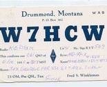 QSL Card W7HCW Drummond Montana 1956 - $13.86