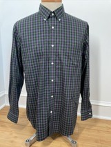 Lands End 17 35 Plaid Check Traditional Fit No Iron Supima Pinpoint Dres... - $23.36