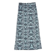 Blue White Damask Tribal Pattern Maxi Skirt Women’s Medium Boho Gypsy Flowy - £17.13 GBP
