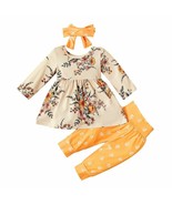 Baby Girl Clothes Winter Set Toddler Kids Tops Bowknot Floral Pants Head... - $31.53 CAD