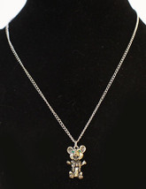 Cute Vintage Sterling Silver Rhinestone Eyes Mouse Pendant Charm Necklace - £15.47 GBP