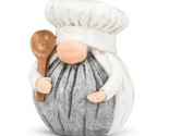 White Chef Gnome Statue 7&quot; High Resin Small Round Cook&#39;s Kitchen Table D... - $32.66