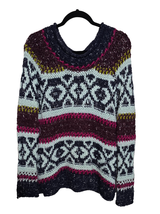 Free People Small Silver Reed Fuzzy Fair Isle Sweater - £28.18 GBP