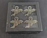 Halloween Tahari Ghost Rhinestone Napkin Rings Set 4 Gothic Halloween NIB - $29.65 CAD