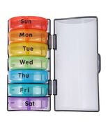 Travel Compact Pill Organizer with Individual AM/PM Cases Weekly Rainbow... - €9,17 EUR