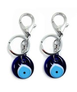 SET OF 2 EVIL EYE KEYCHAINS Blue Glass Good Luck Charm Key Chain Ring Pr... - €10,33 EUR