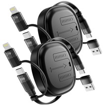 Multi Charging Cable, 2Pack 5 in 1 Retractable Charger Cable 60W Fast Ch... - $16.44